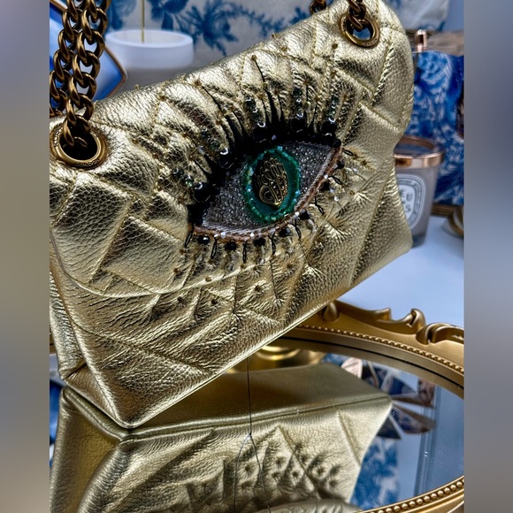 🆕 KURT GEIGER LONDON 🧿NWOT Leather Mini Kensington Rhinestone Eye Crossbody - Picture 4 of 15